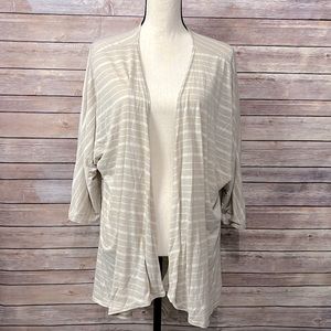 Lularoe Beige & Cream Striped Cardigan- Size Large